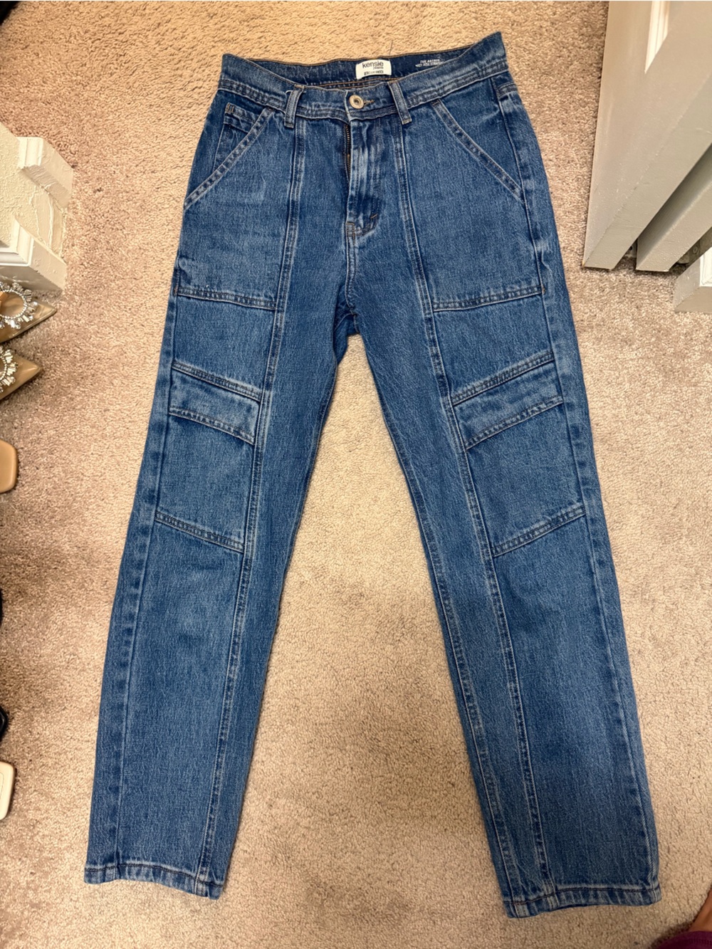 Kensie Straight Leg Jeans in Dark Blue Wash